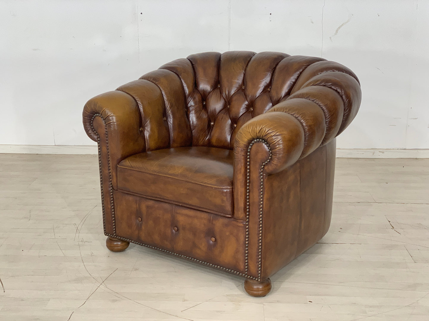 Chesterfield Sessel Armlehnsessel Leder Vintage