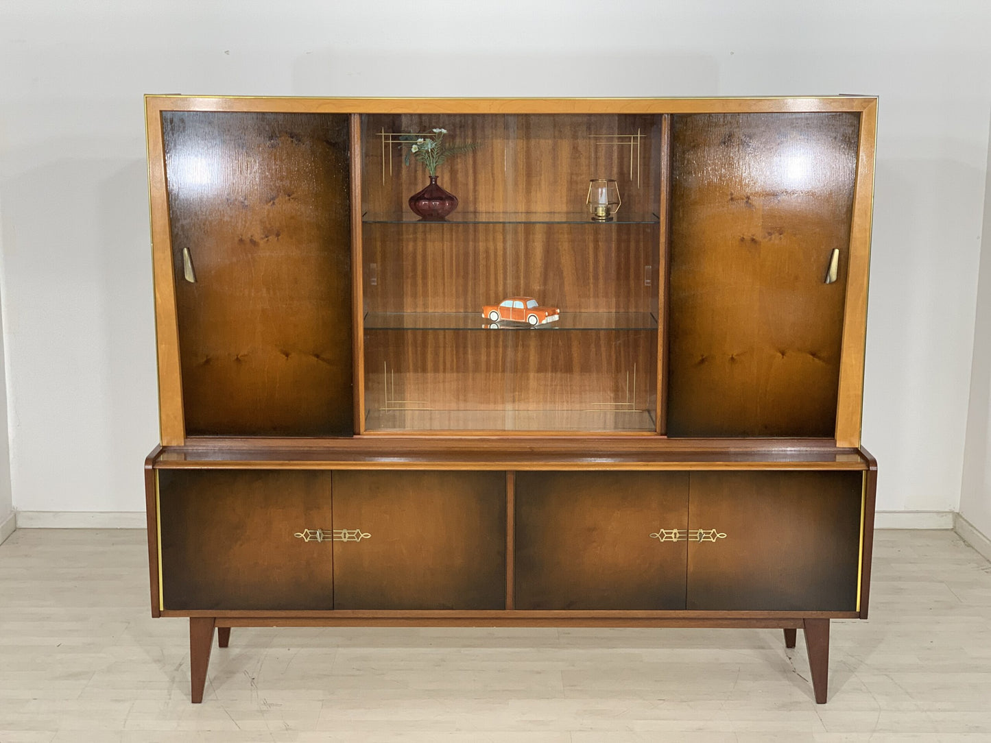 MID CENTURY HIGHBOARD GESCHIRRSCHRANK WOHNZIMMERSCHRANK BUFFET VINTAGE