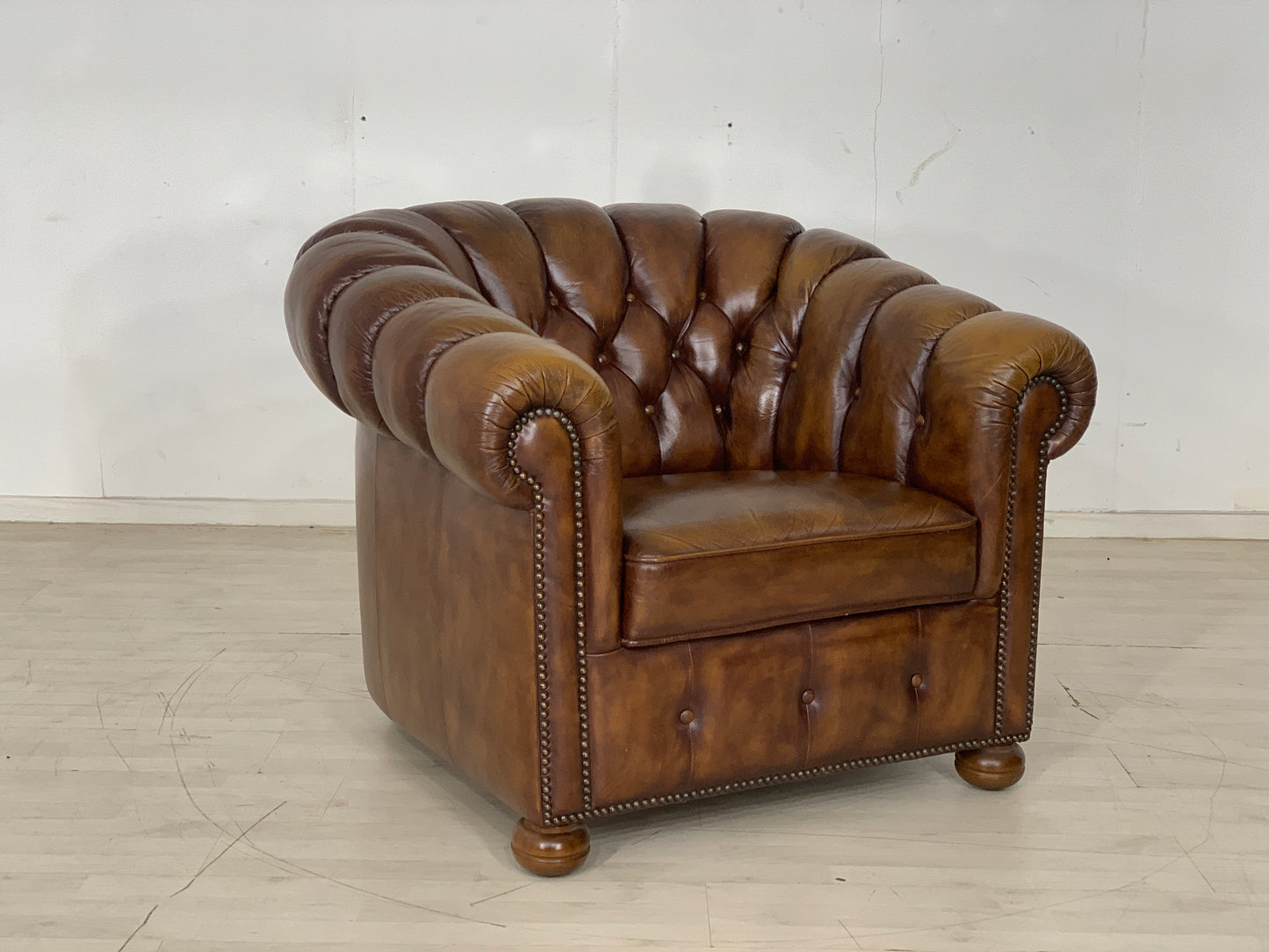 Chesterfield Sessel Armlehnsessel Leder Vintage