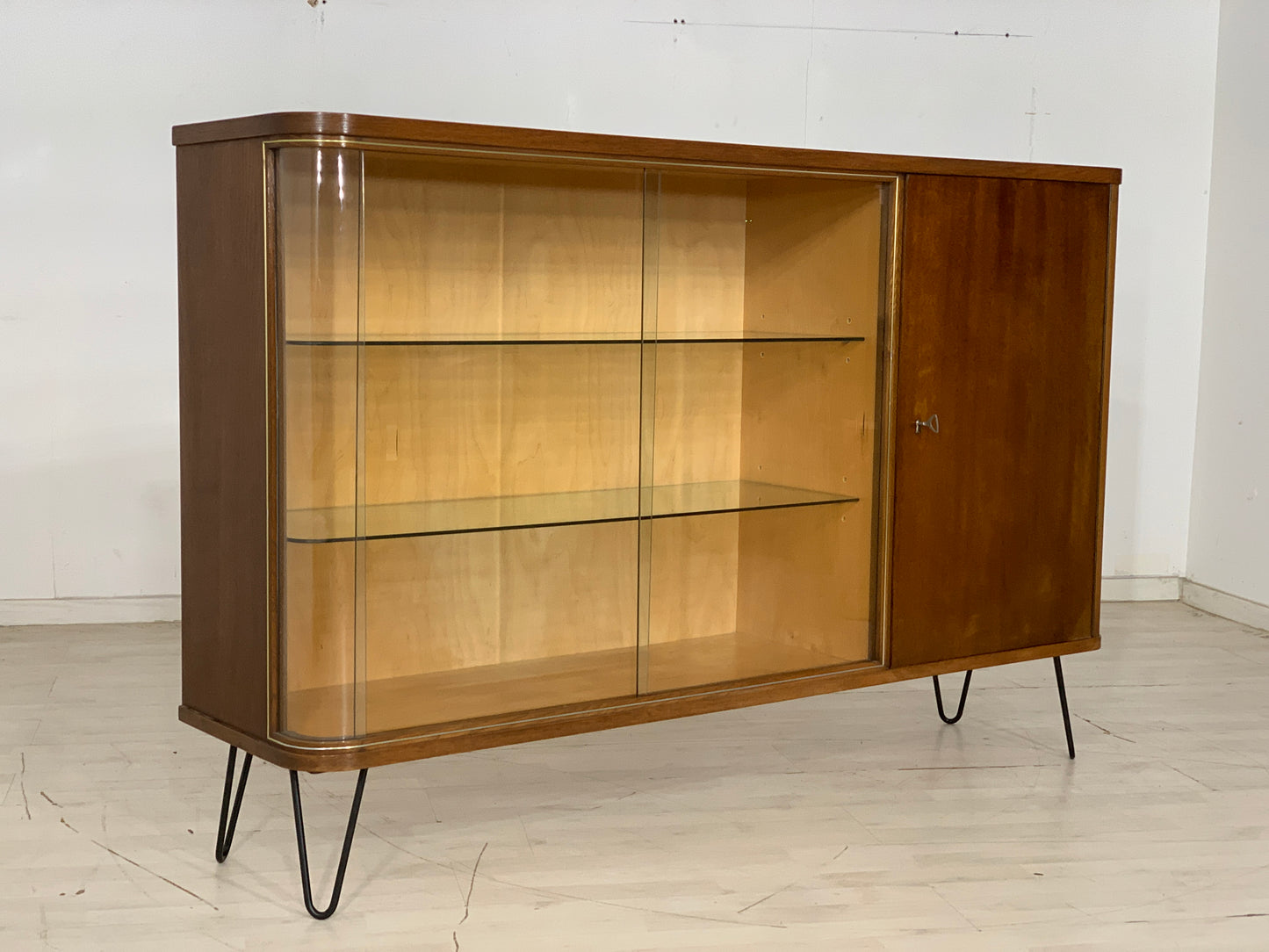 Mid Century Highboard Schrank Buffet Vitrine Vintage