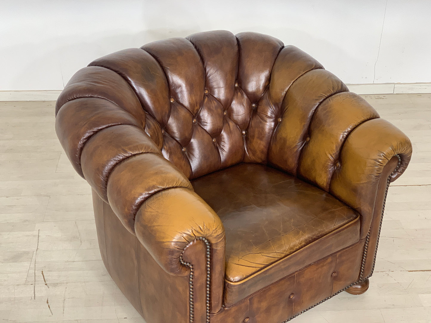 Chesterfield Sessel Armlehnsessel Leder Vintage