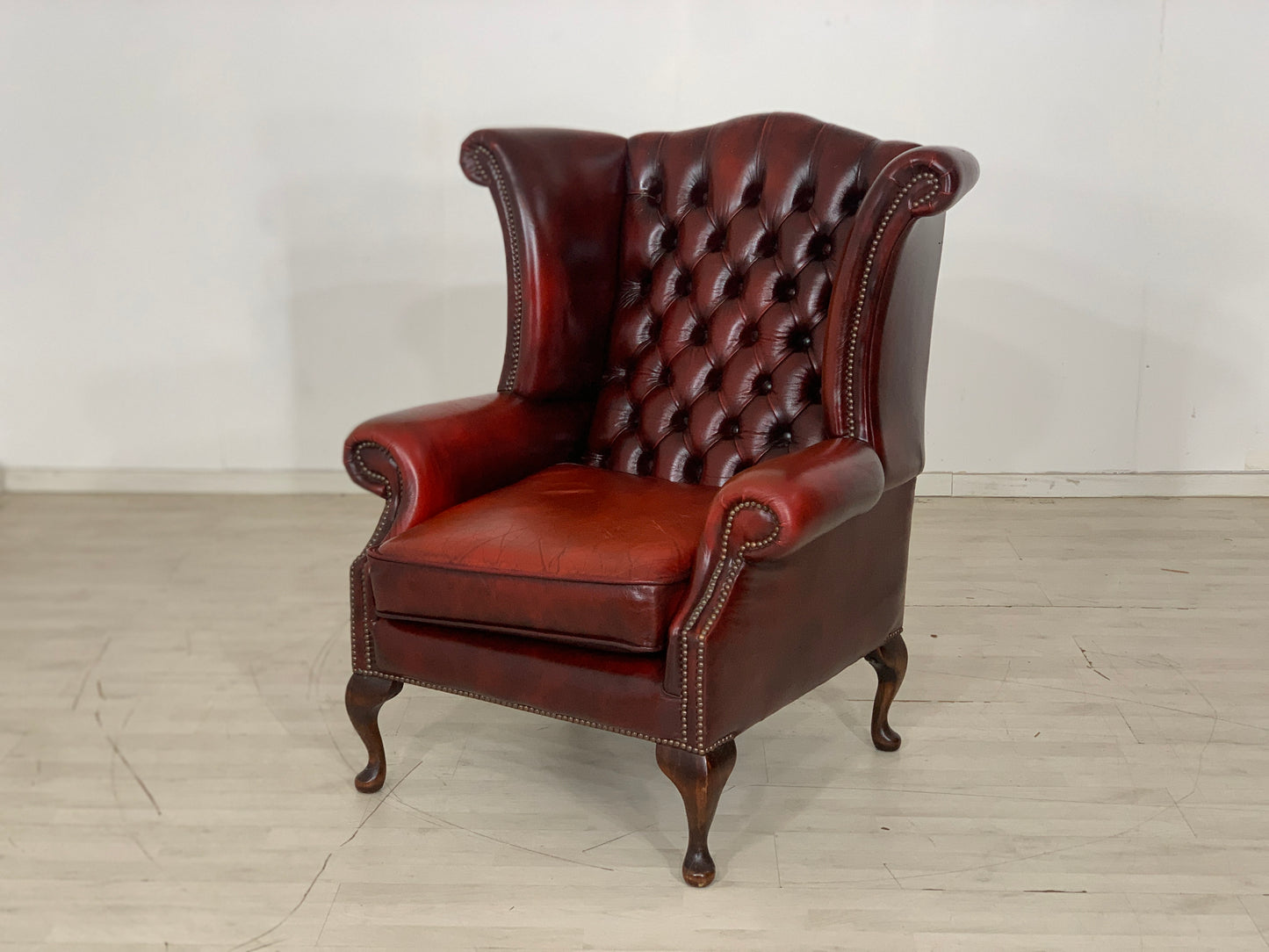 Englisch Chesterfield Sessel Armlehnsessel Leder Sessel Oxblood