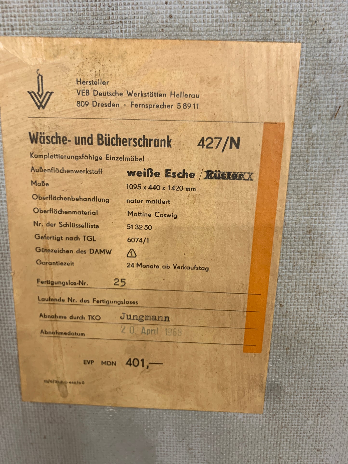 Mid Century Wäscheschrank Schrank Kleiderschrank Serie 427/N