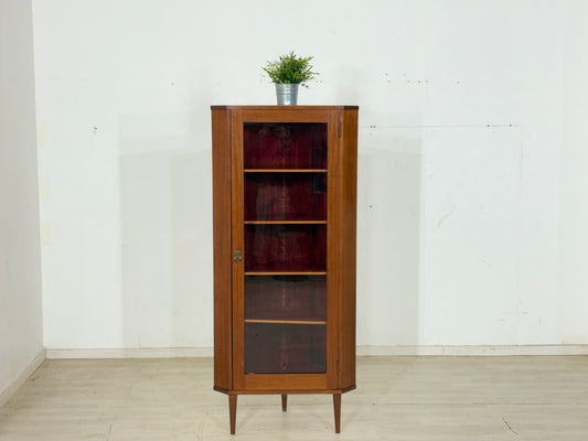 Vintage 60er Jahre Eckschrank | Teakholz Vitrine | Wohnzimmerschrank