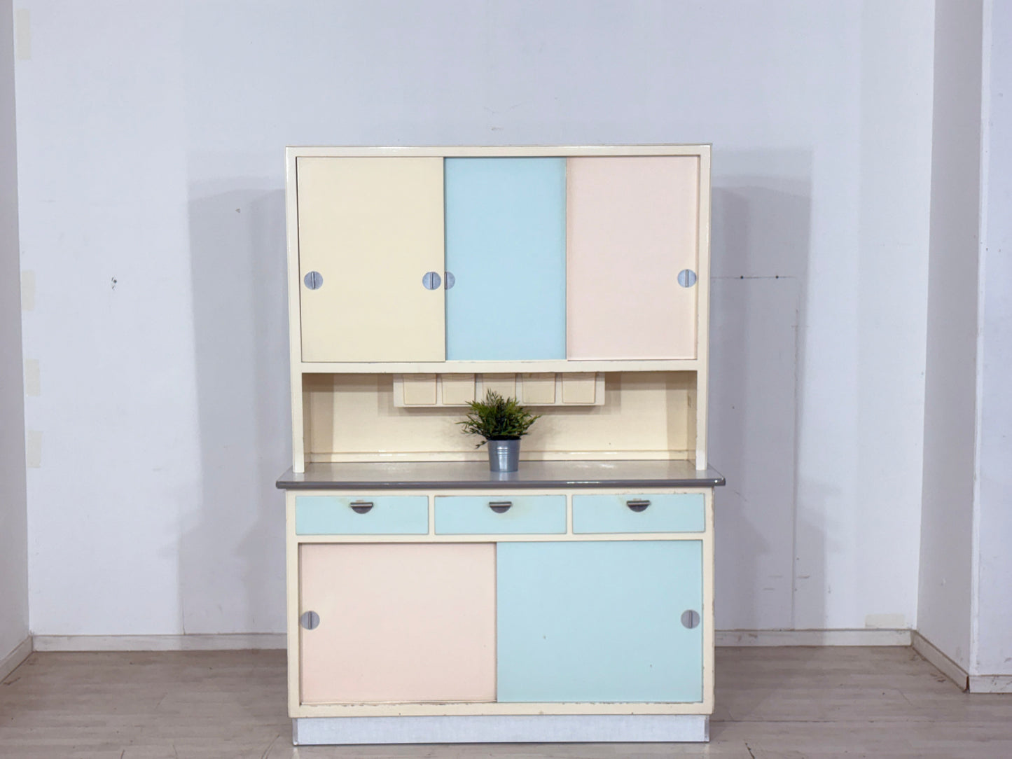 Vintage Küchenbuffet 50er/60er Jahre | Pastell-Design Küchenschrank| 2-teilig