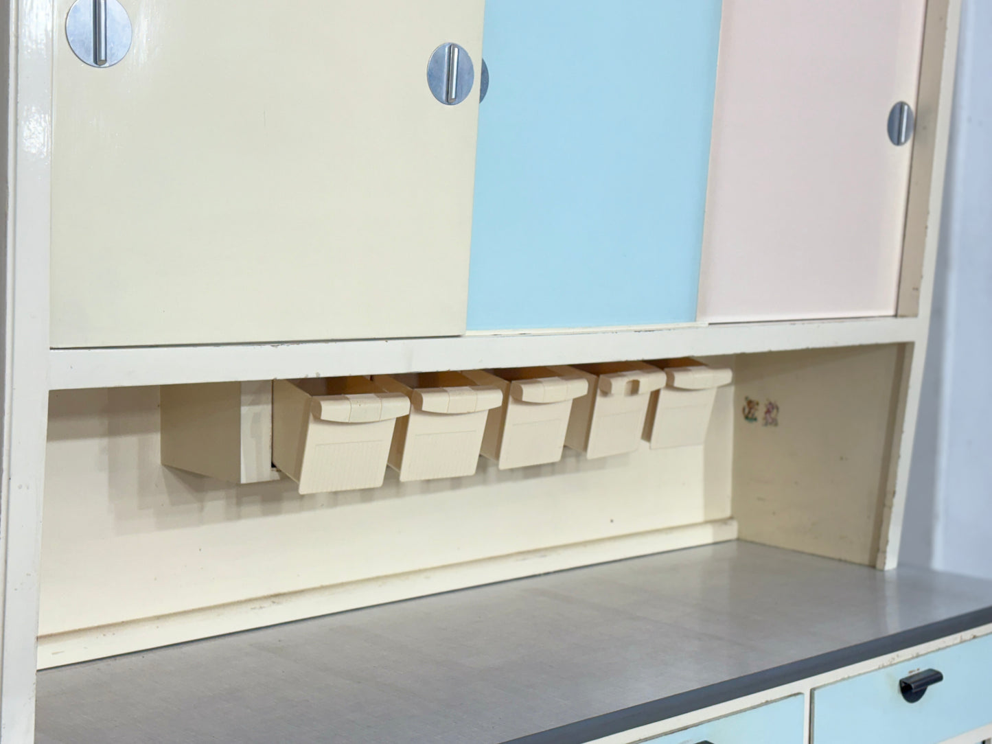 Vintage Küchenbuffet 50er/60er Jahre | Pastell-Design Küchenschrank| 2-teilig