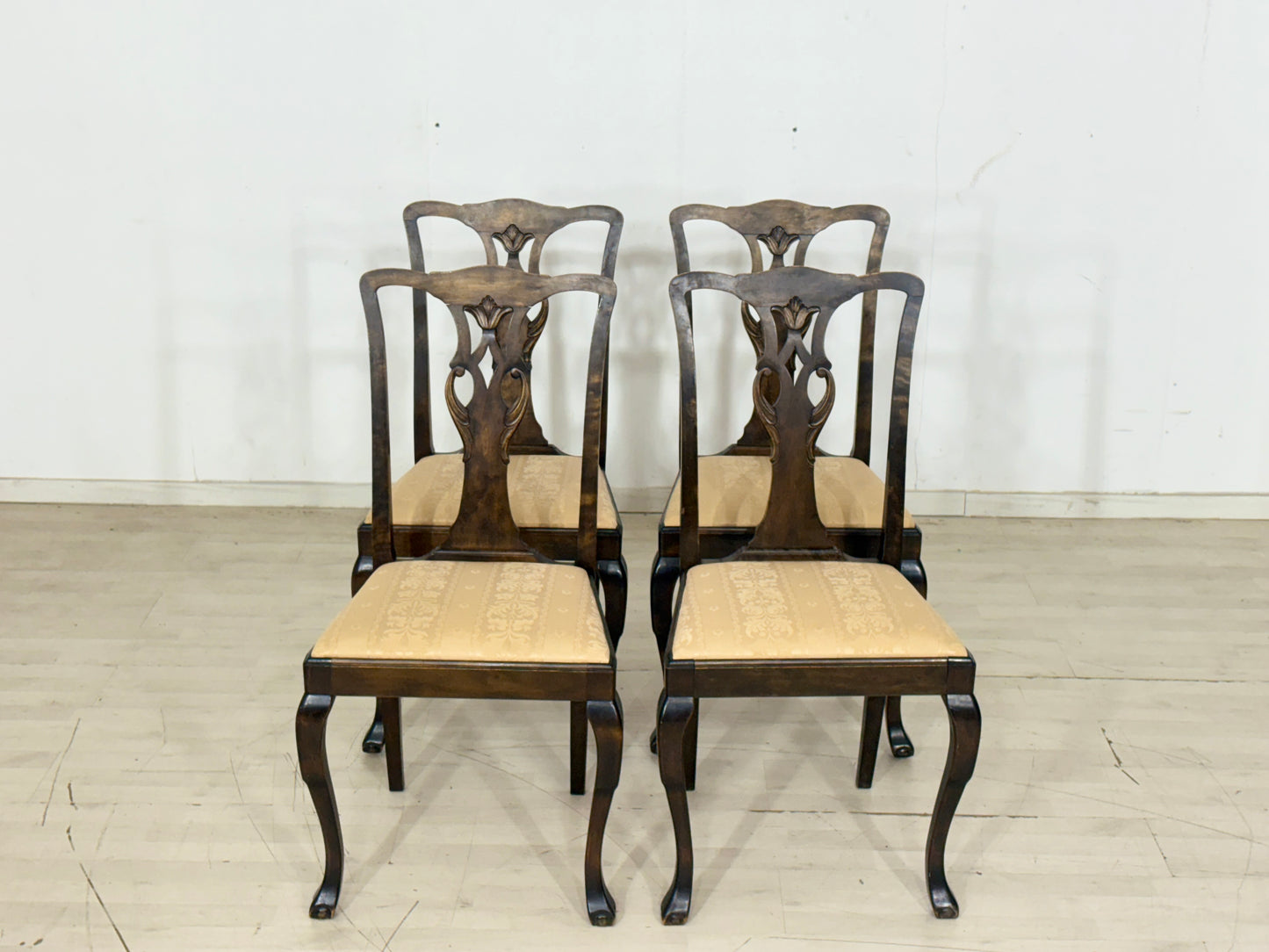 5er Set Antike Chippendale Stühle / Esszimmerstühle aus edlem Mahagoni/Nussbaum um 1900