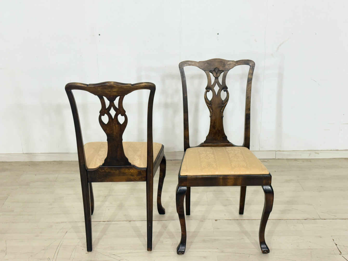 5er Set Antike Chippendale Stühle / Esszimmerstühle aus edlem Mahagoni/Nussbaum um 1900