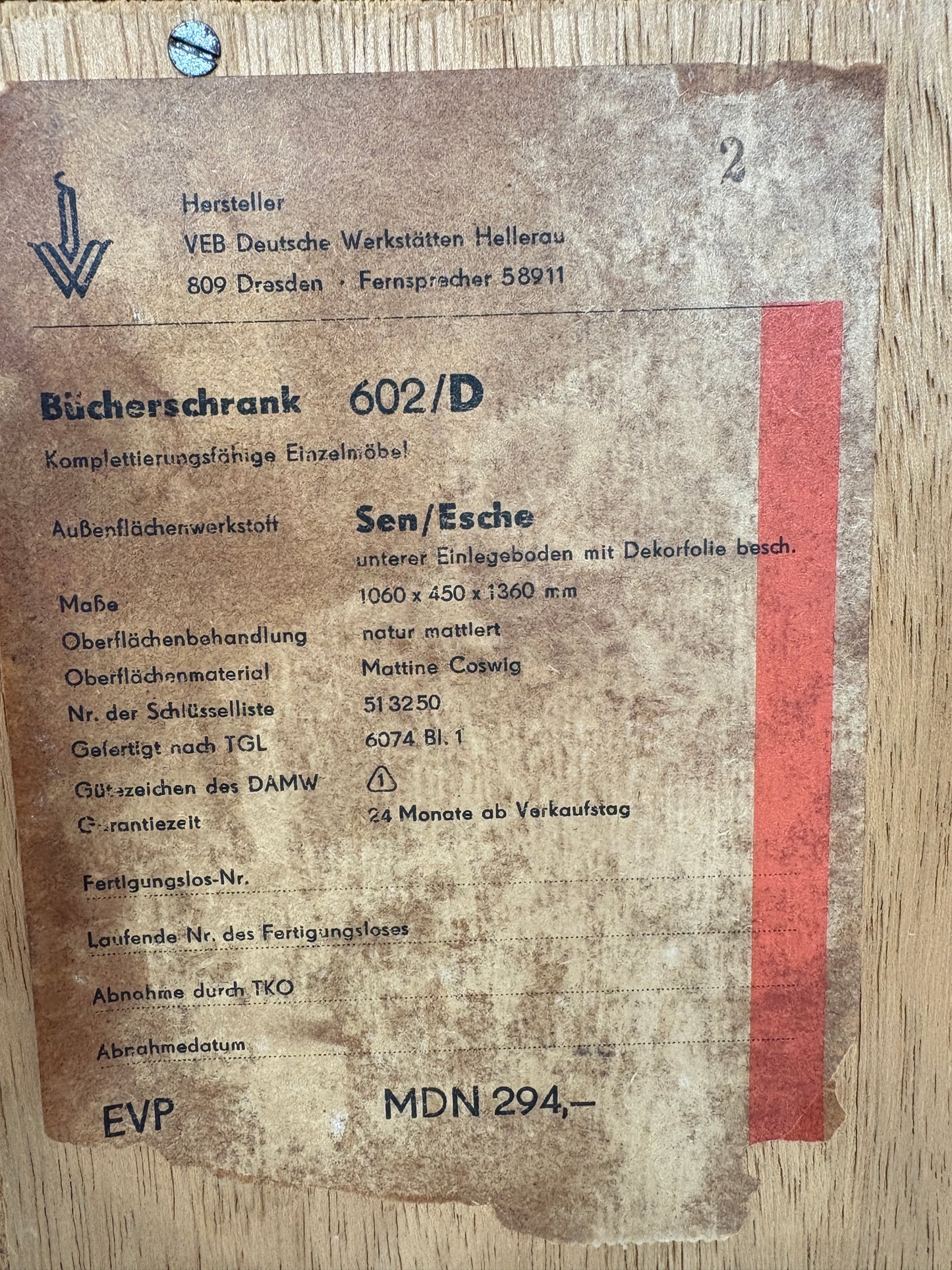 Vintage Klassiker Fächerschrank / Regal / Highboard / – Sen/Esche – VEB Hellerau