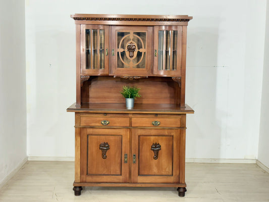Antik Küchenbuffet um 1900 | Jugendstil Küchenschrank | 2-teilig | Massivholz-Eiche