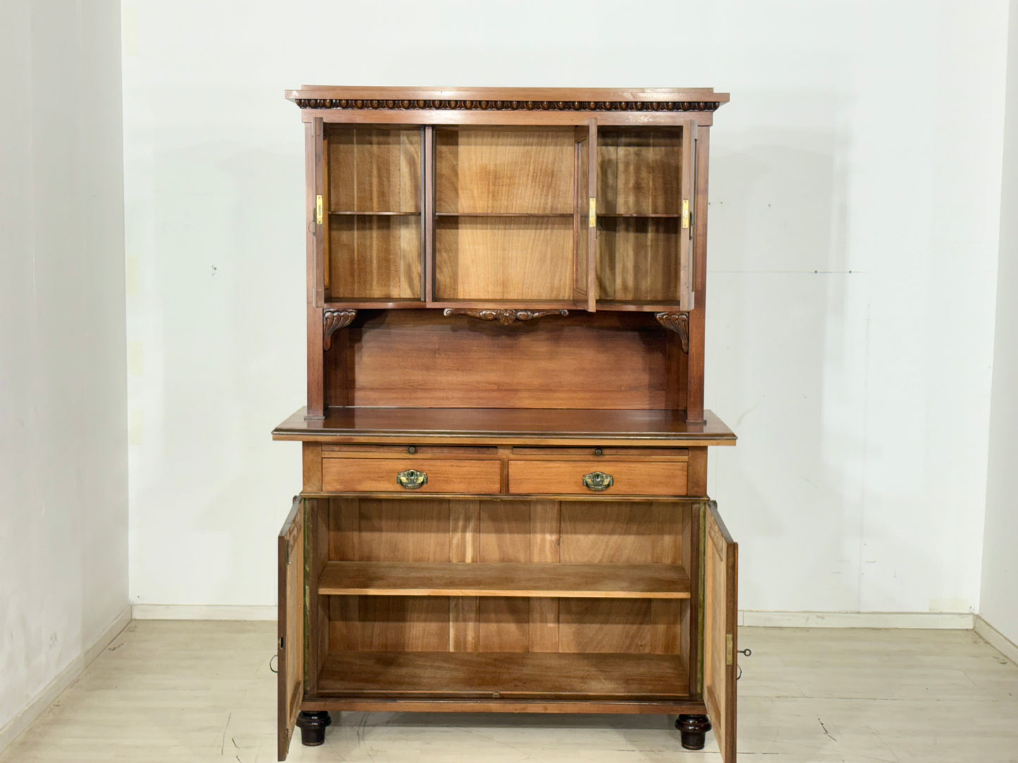 Antik Küchenbuffet um 1900 | Jugendstil Küchenschrank | 2-teilig | Massivholz-Eiche