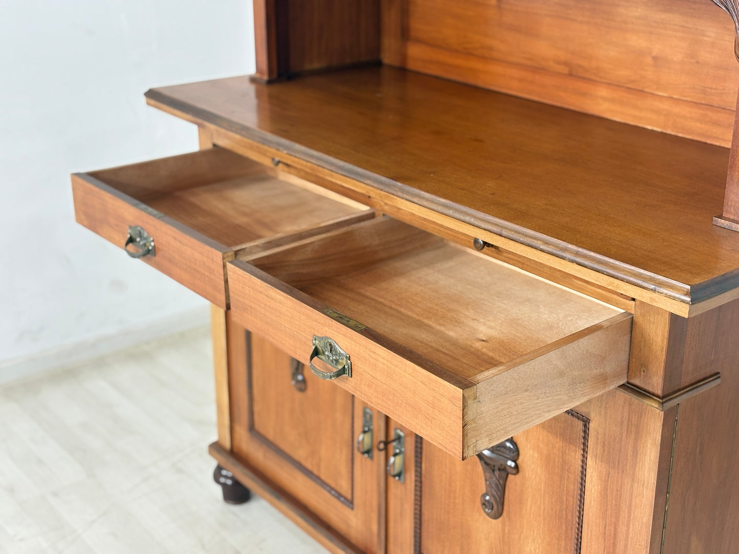 Antik Küchenbuffet um 1900 | Jugendstil Küchenschrank | 2-teilig | Massivholz-Eiche
