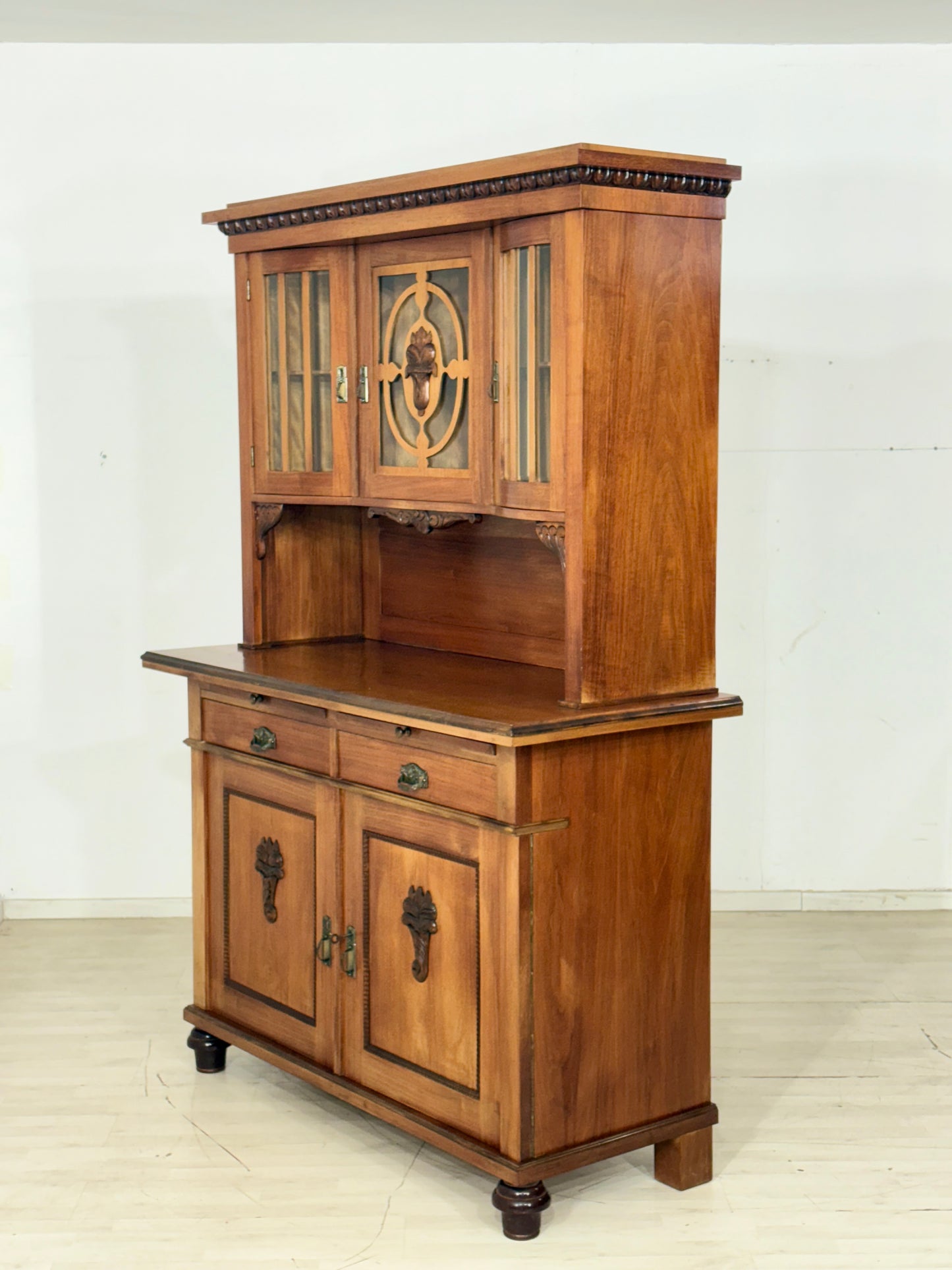 Antik Küchenbuffet um 1900 | Jugendstil Küchenschrank | 2-teilig | Massivholz-Eiche