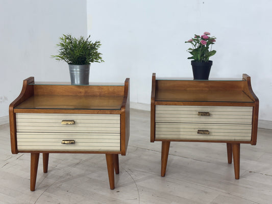 2x Vintage Nachttische Nachtschränke Nachttisch Beistelltisch