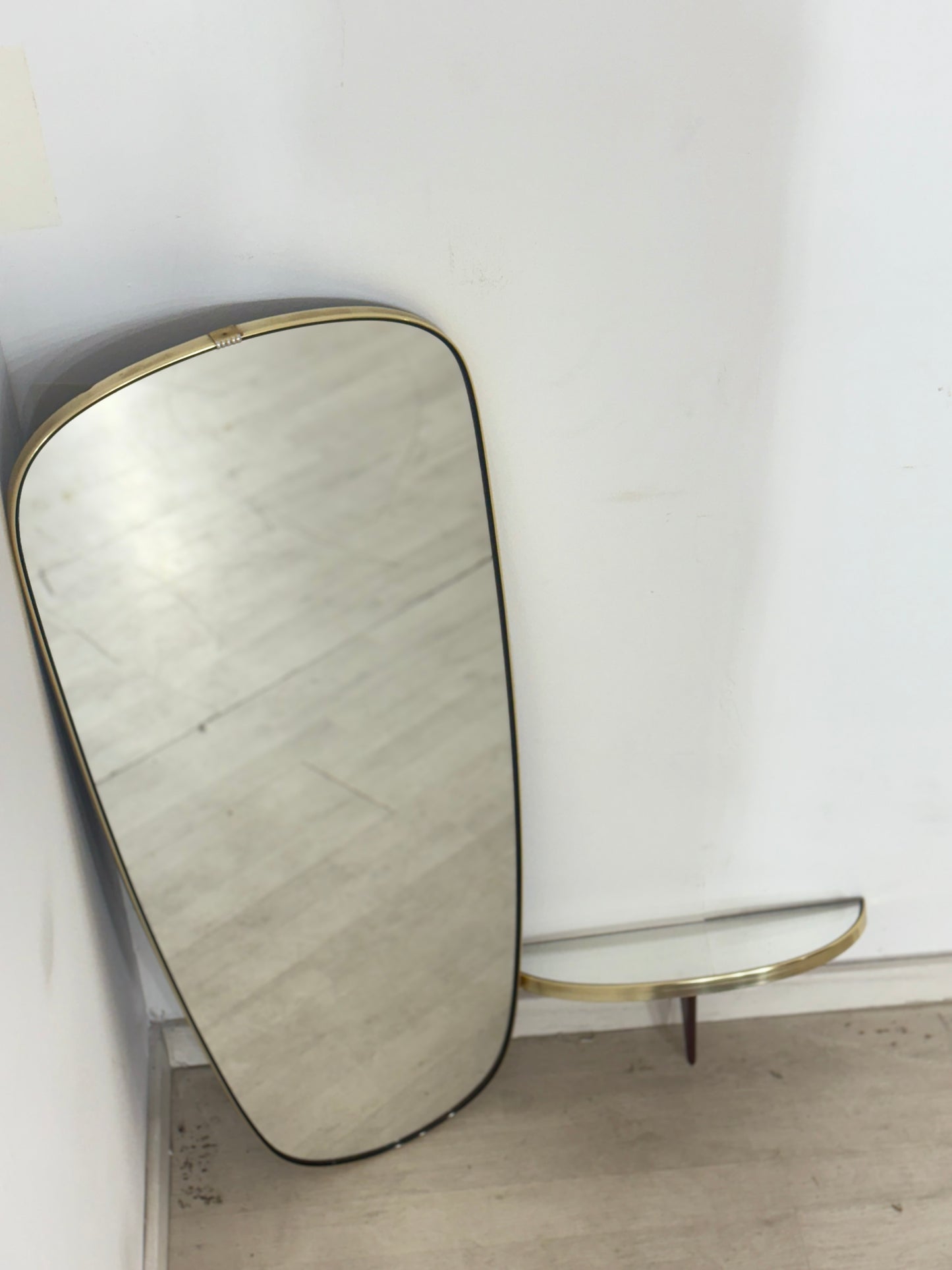 Johansen Copenhagen Spiegel mit Konsole / Mid-Century Wandspiegel / Danish Design 60er Jahre