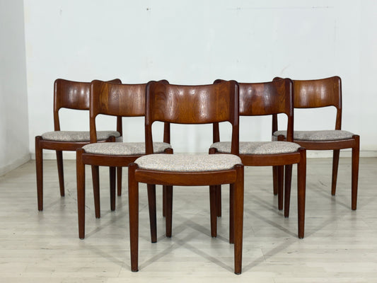 5x Hennig Kjaernulf Teak Stühle Esszimmerstühle Vintage