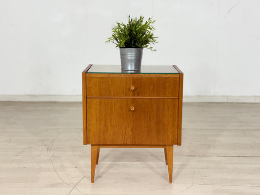 60er Jahre Vintage-Nachttisch aus warmem Eichenholz / Mid-Century Nachtschrank