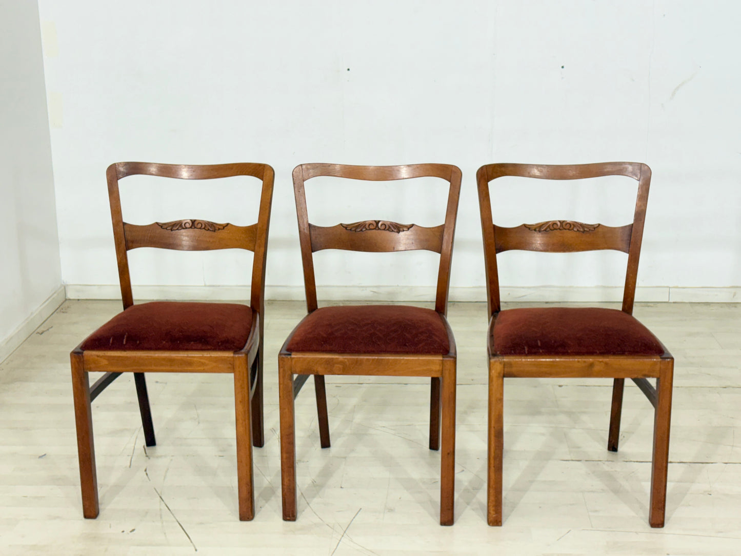 3er Set Schöne Jugendstil Stühle / Esszimmerstühle – um 1920