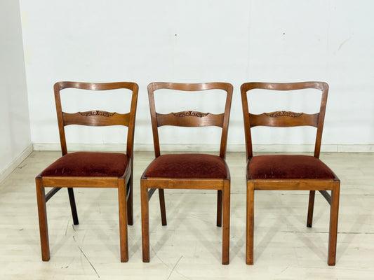 3er Set Schöne Jugendstil Stühle / Esszimmerstühle – um 1920