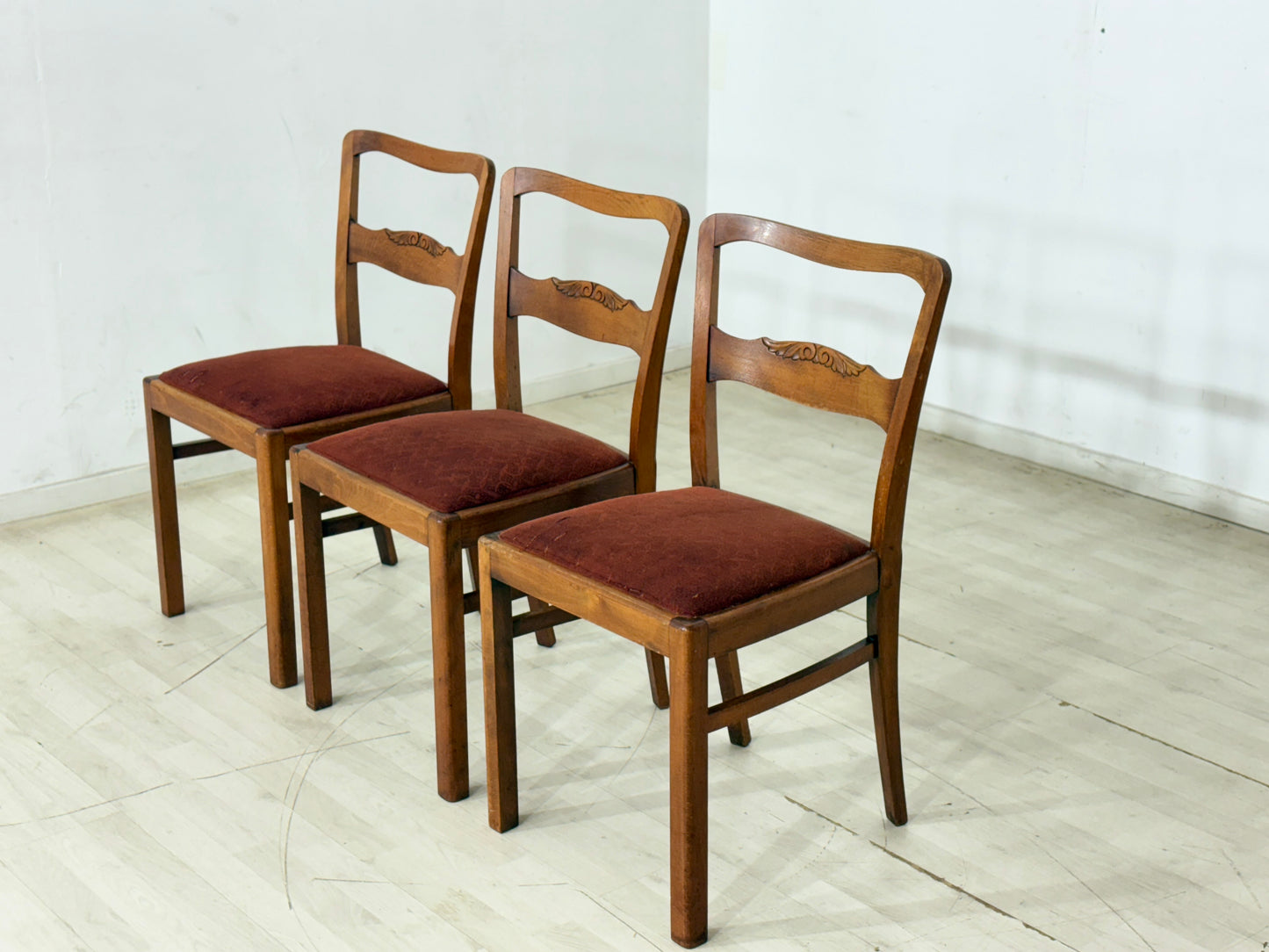 3er Set Schöne Jugendstil Stühle / Esszimmerstühle – um 1920