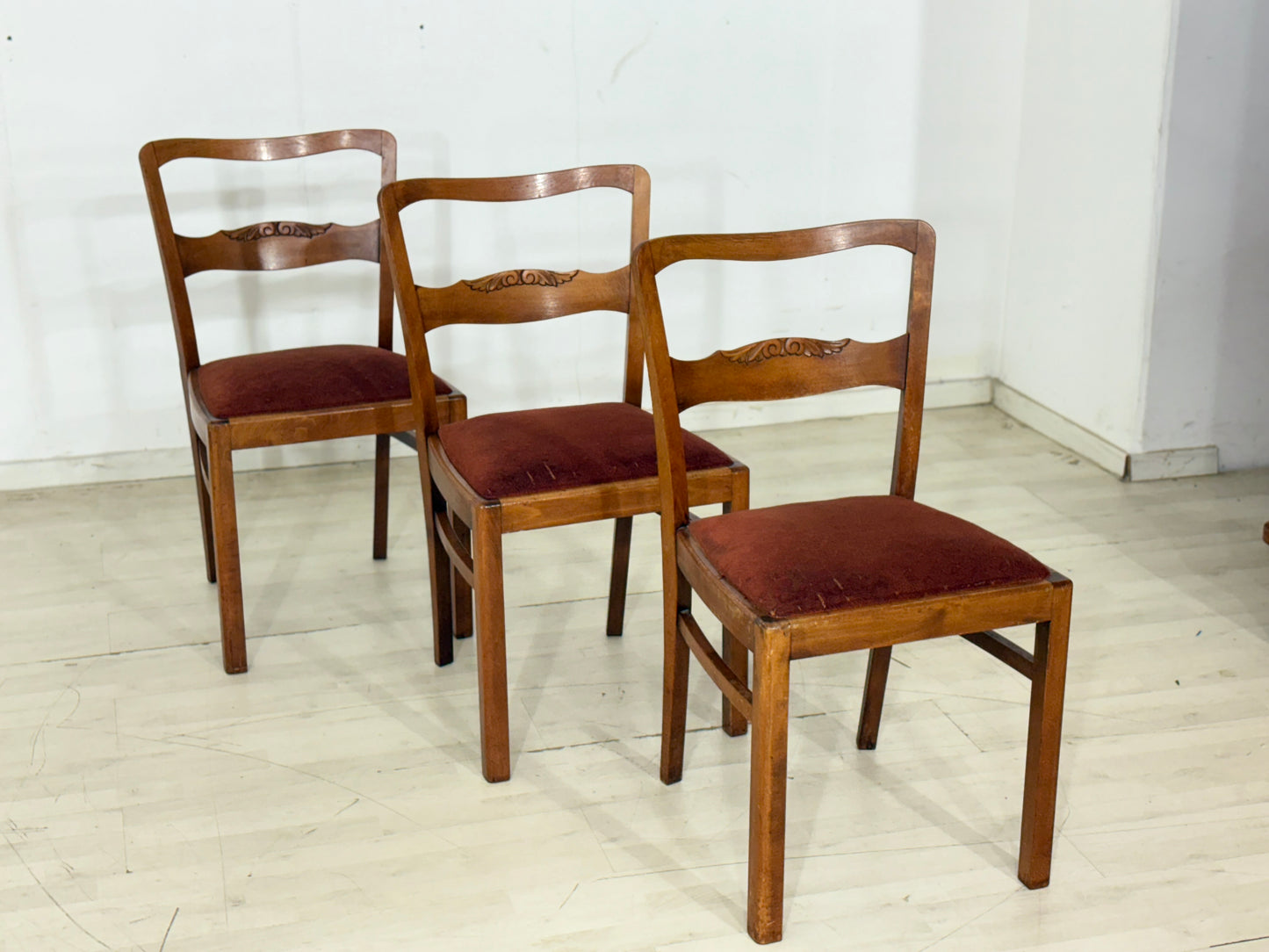 3er Set Schöne Jugendstil Stühle / Esszimmerstühle – um 1920
