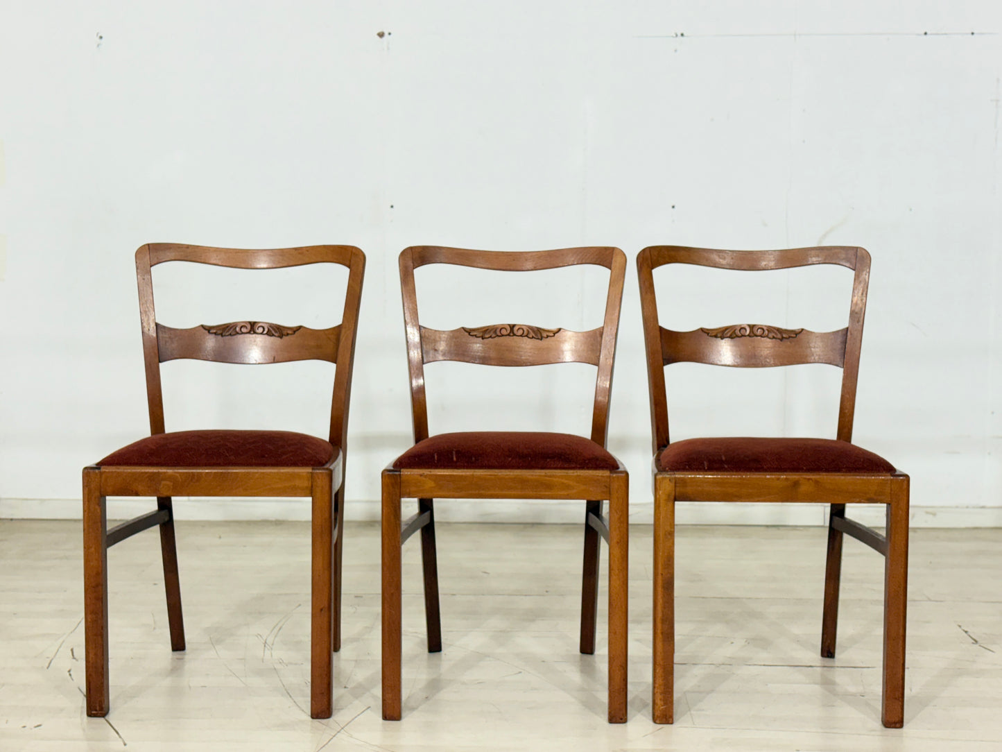 3er Set Schöne Jugendstil Stühle / Esszimmerstühle – um 1920