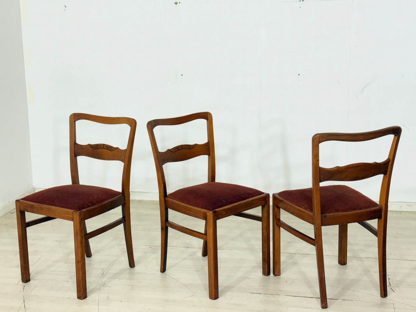 3er Set Schöne Jugendstil Stühle / Esszimmerstühle – um 1920
