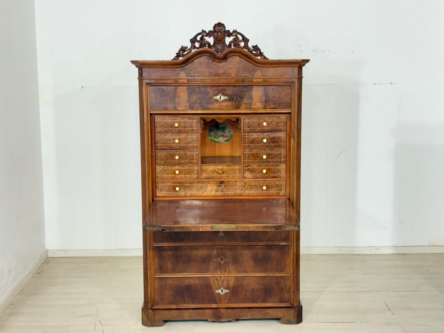 Biedermeier Sekretär / Antiker Schreibschrank / Schrank – um 1880