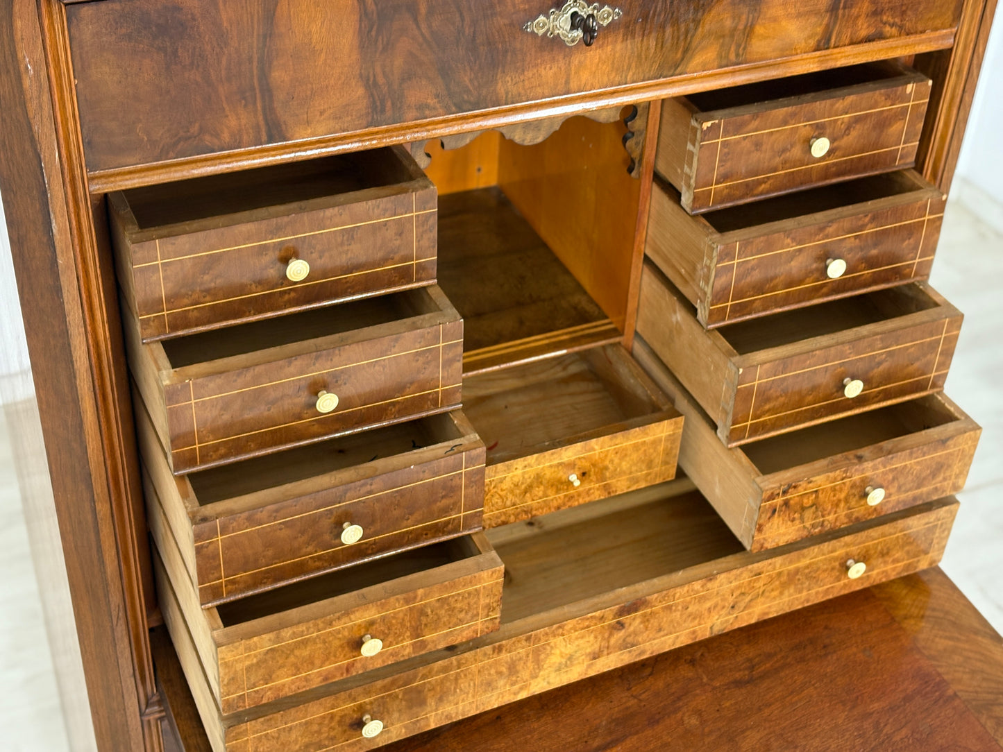 Biedermeier Sekretär / Antiker Schreibschrank / Schrank – um 1880