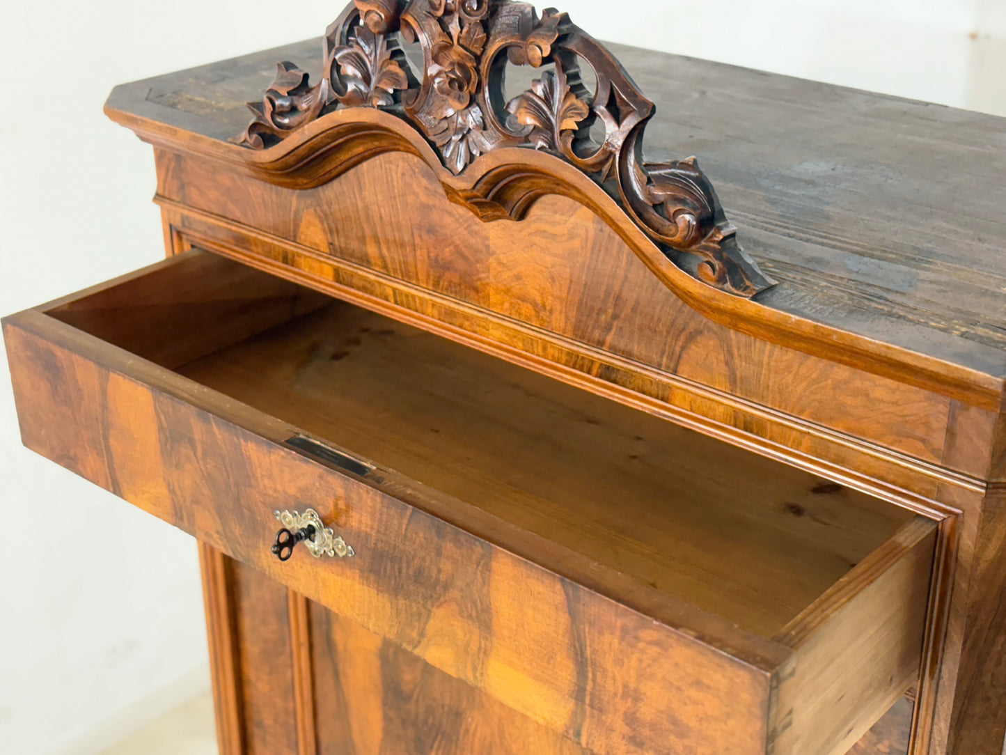 Biedermeier Sekretär / Antiker Schreibschrank / Schrank – um 1880