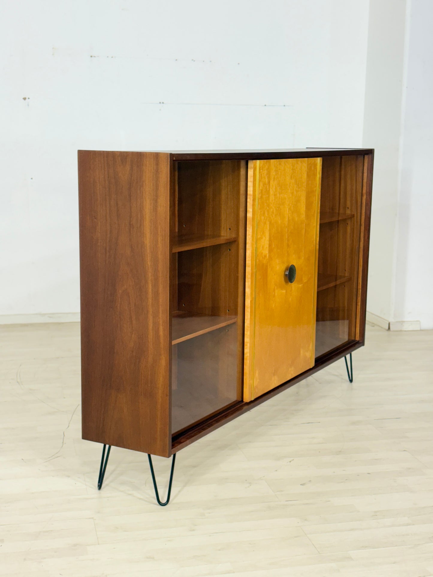 Mid Century Vitrinenschrank Vitrine Highboard Sideboard Vintage