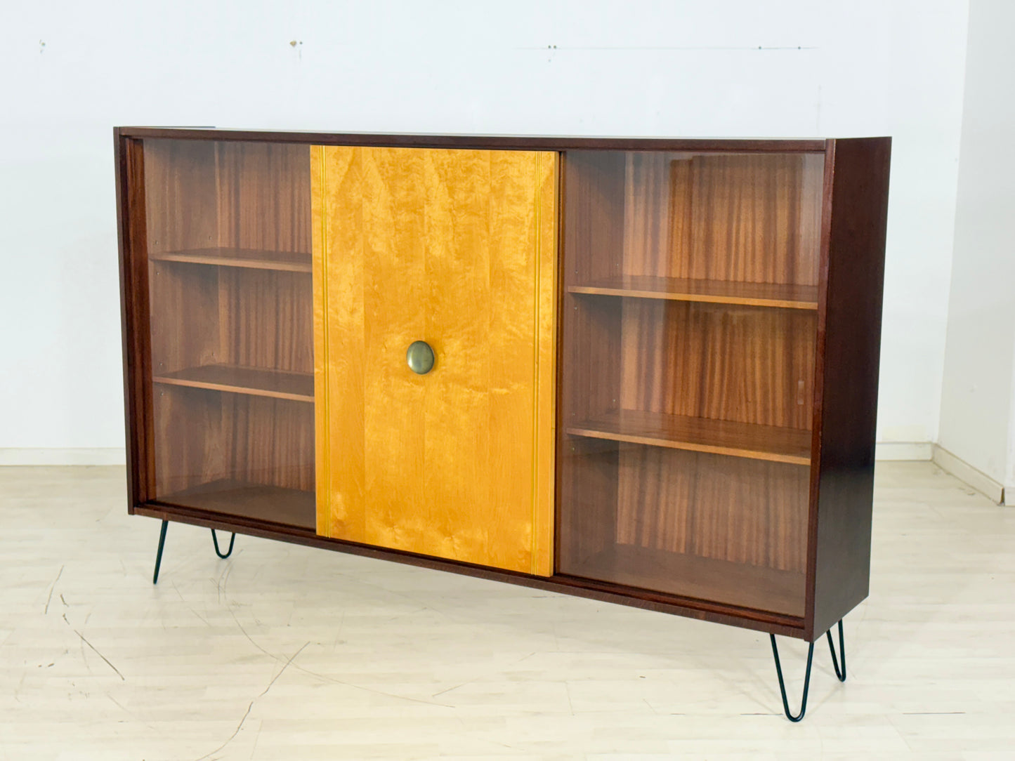 Mid Century Vitrinenschrank Vitrine Highboard Sideboard Vintage