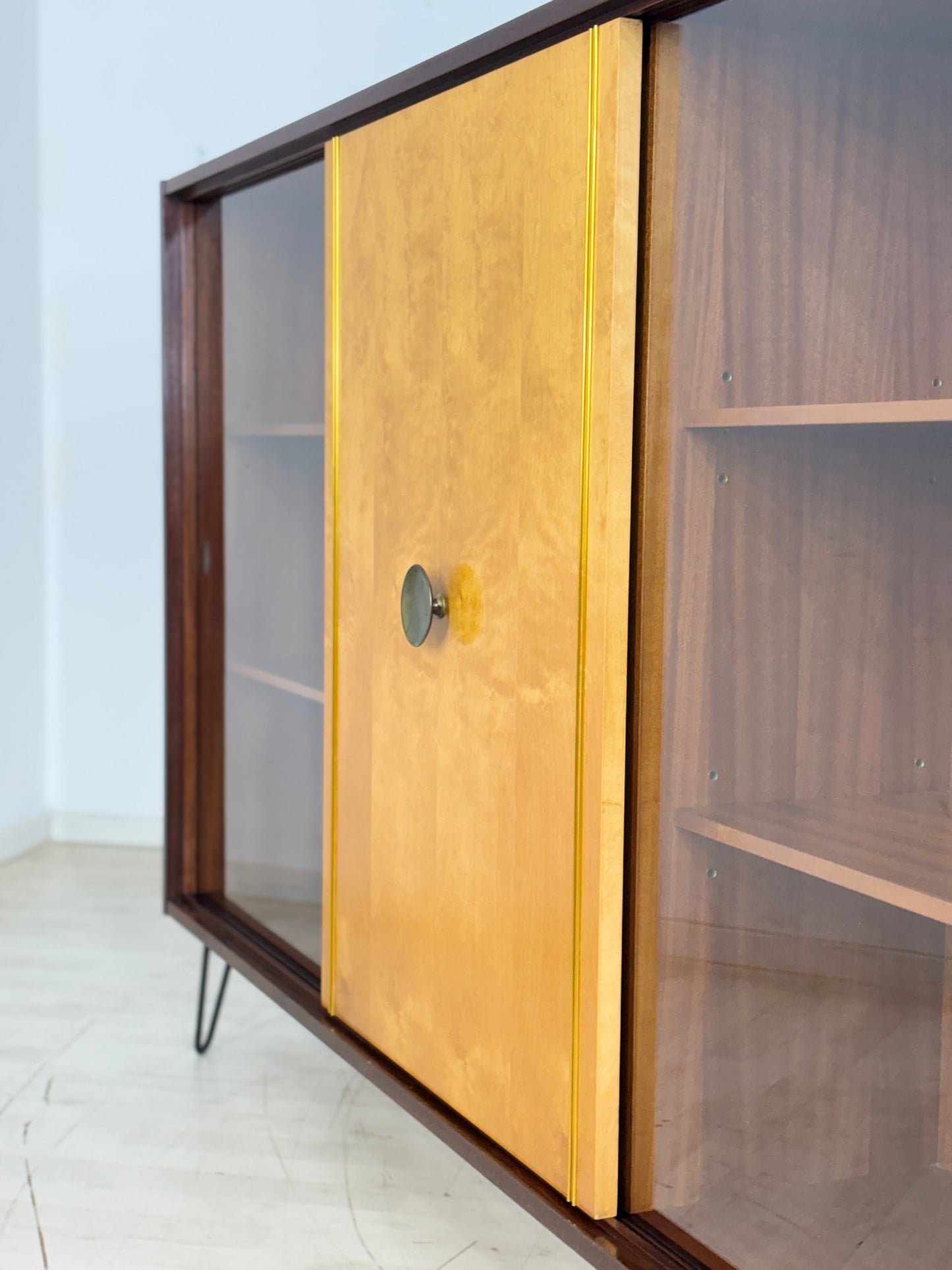 Mid Century Vitrinenschrank Vitrine Highboard Sideboard Vintage