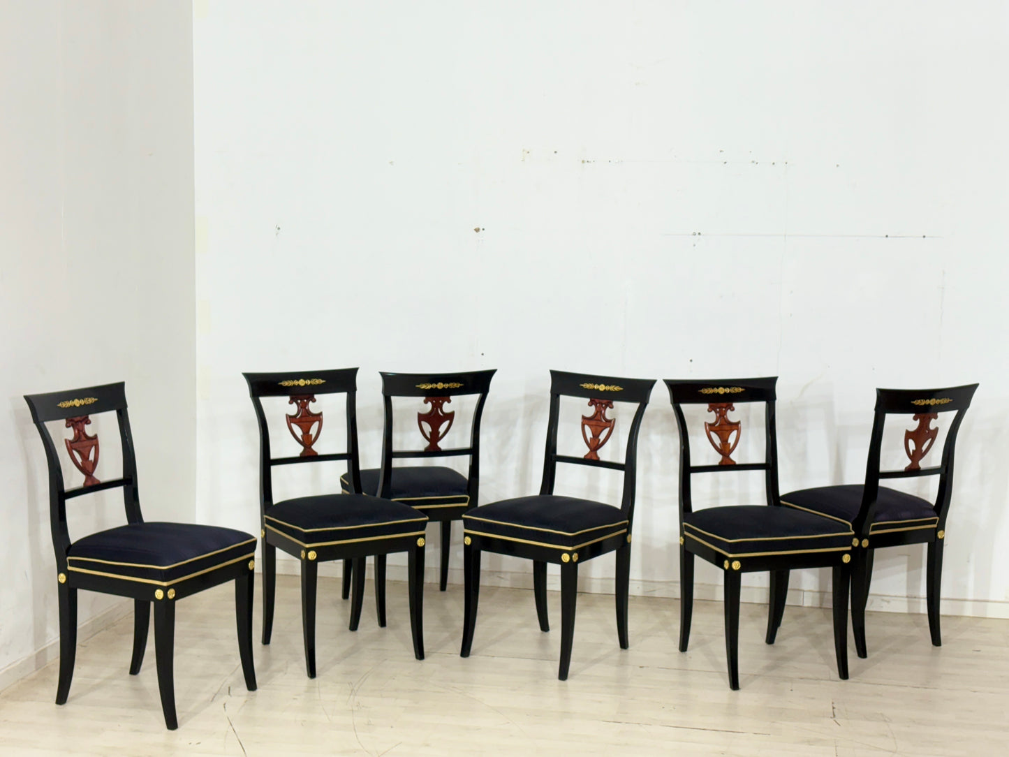 6er Set Biedermeier Stil Stühle / Vintage Esszimmerstühle / Küchenstühle