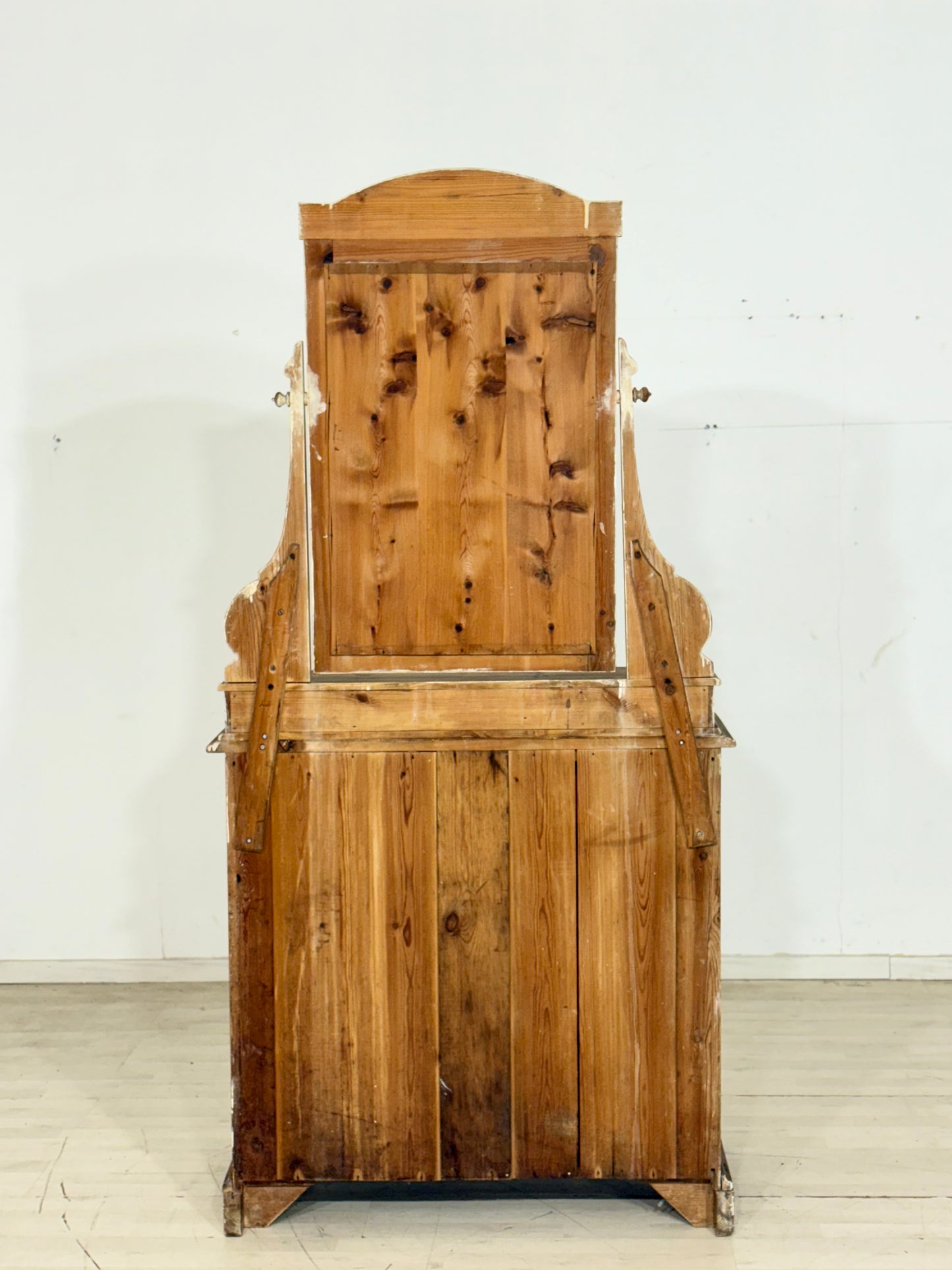 Antike Kiefernholz - Frisierkommode mit Spiegelaufsatz / spät Biedermeier um 1900