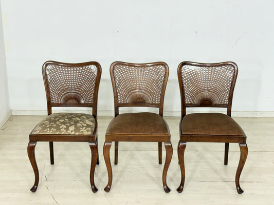 3er Set Chippendale Stühle / Antike Esszimmerstühle – um 1920