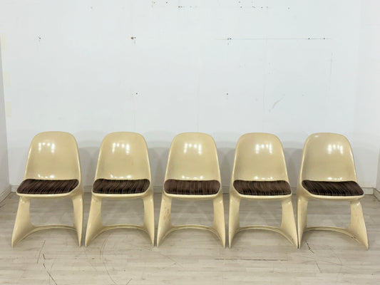 5er Set Casalino Casala Stühle / Vintage Space Age Esszimmerstühle – 70er Jahre
