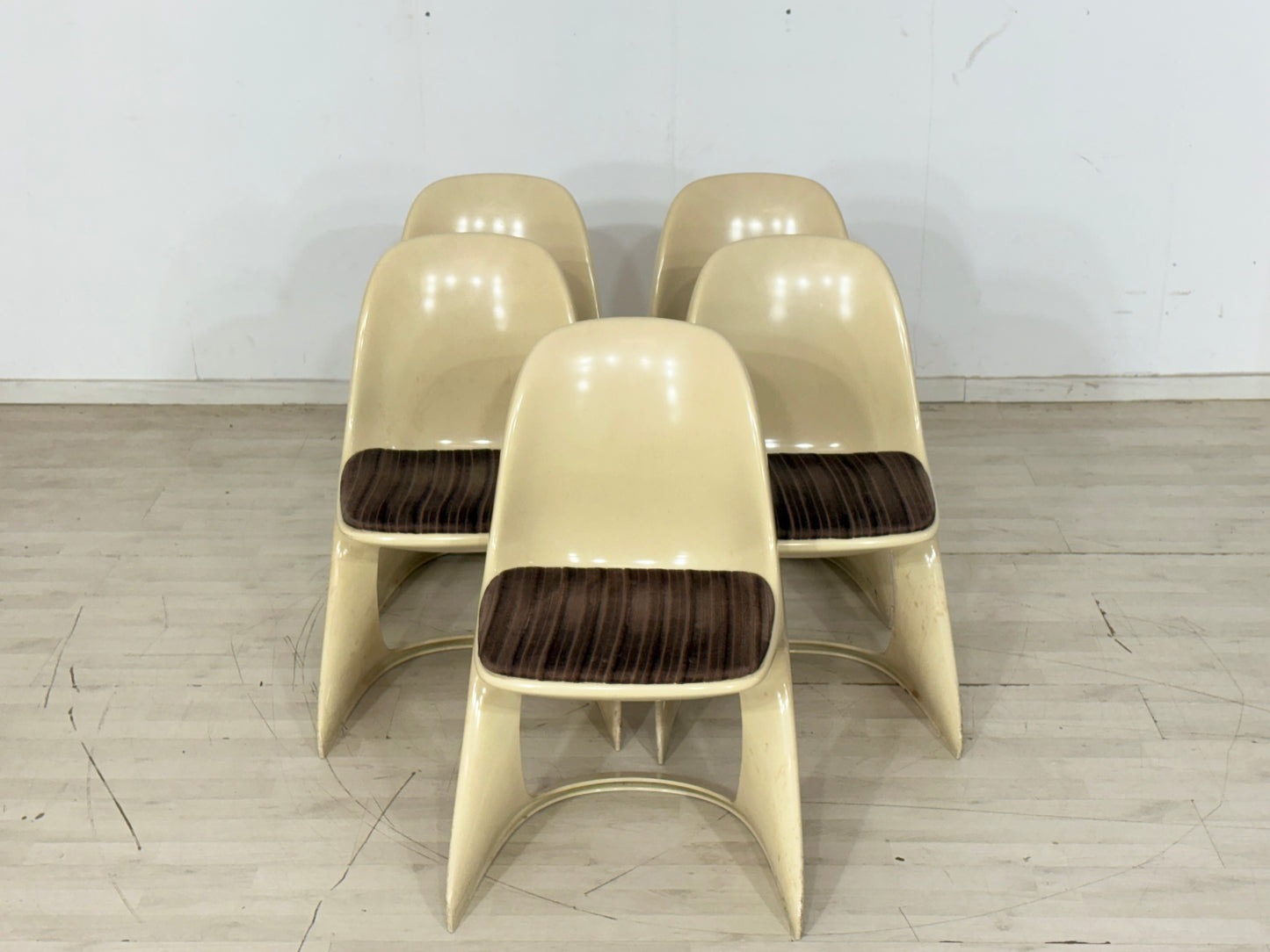 5er Set Casalino Casala Stühle / Vintage Space Age Esszimmerstühle – 70er Jahre