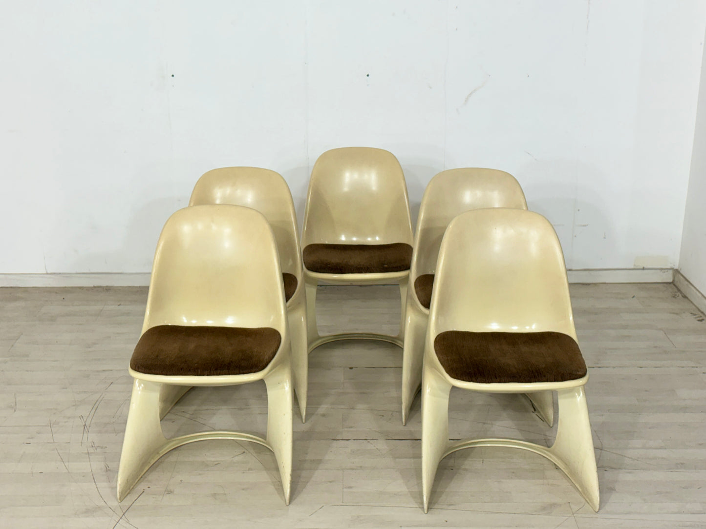 5er Set Casalino Casala Stühle / Esszimmerstühle / Gartenstühle – Vintage Space Age