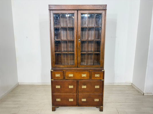 Vitrine Englischer Kolonialstil / Mahagoni-Vitrinenschrank / Bücherschrank / Vitrine