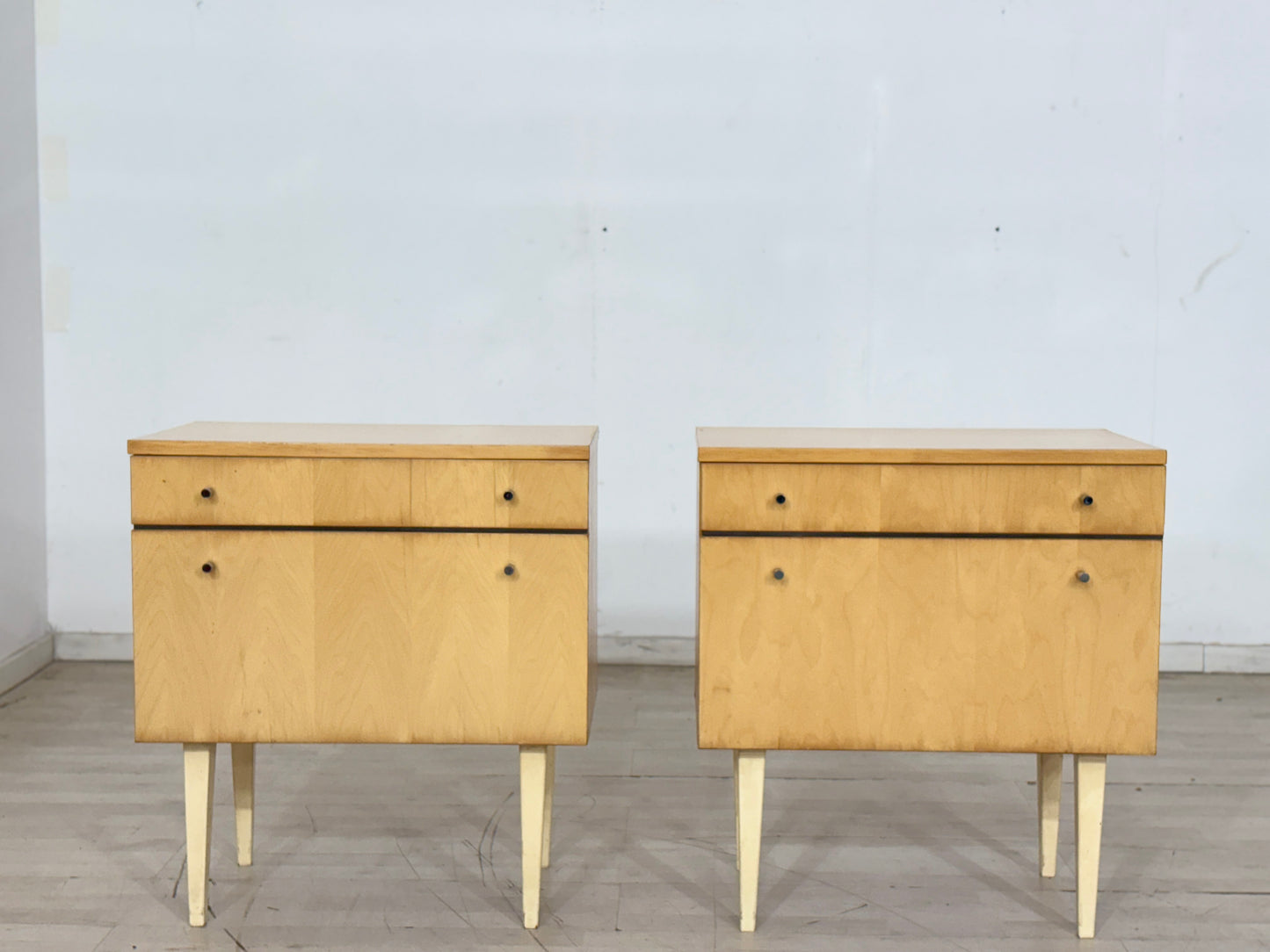 2x Mid Century Nachttische Nachtschränke Nachttisch Beistelltische Vintage