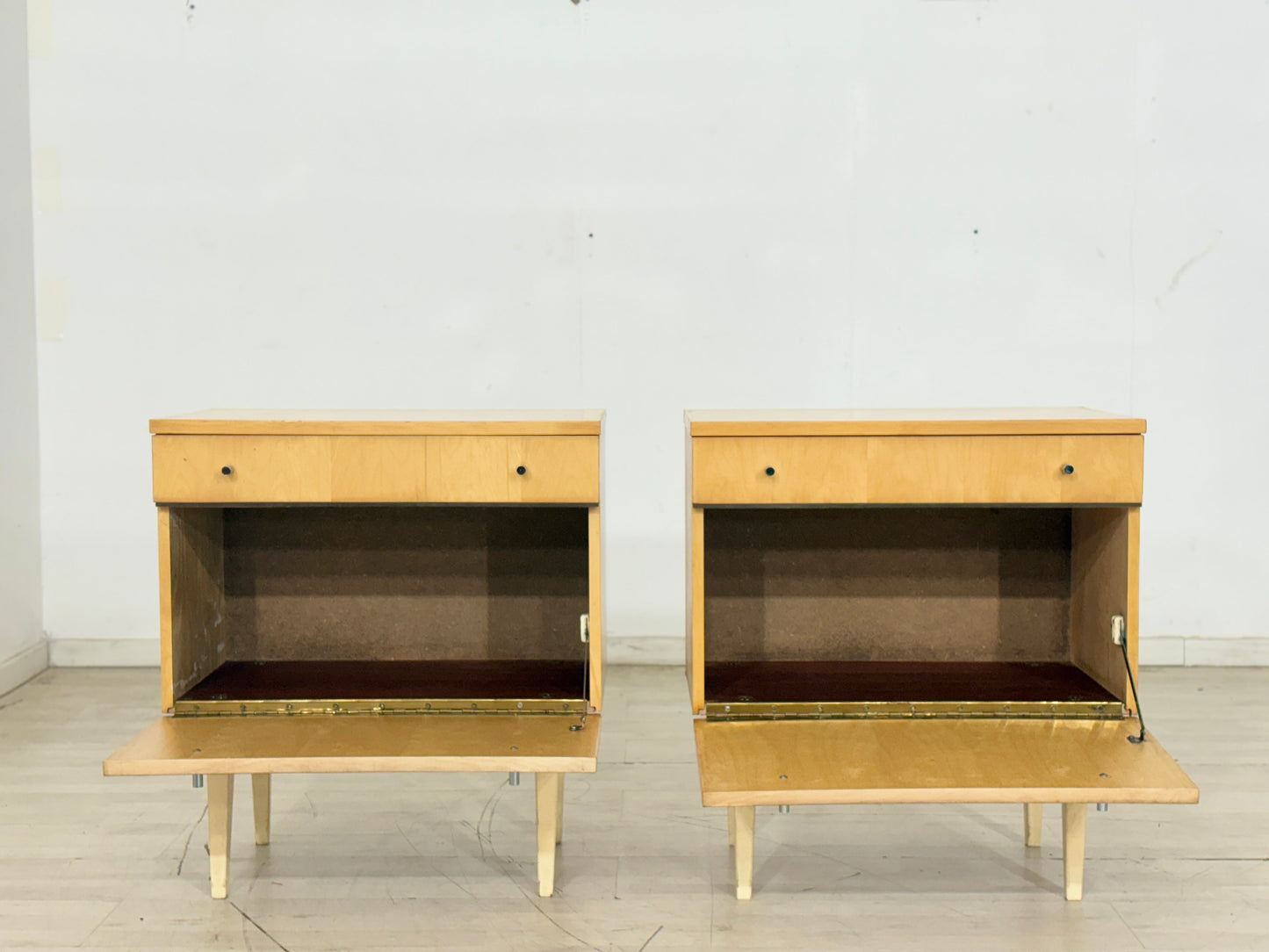 2x Mid Century Nachttische Nachtschränke Nachttisch Beistelltische Vintage