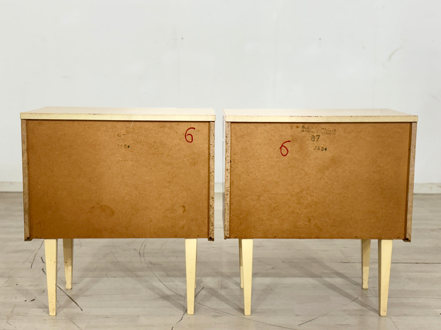 2x Mid Century Nachttische Nachtschränke Nachttisch Beistelltische Vintage