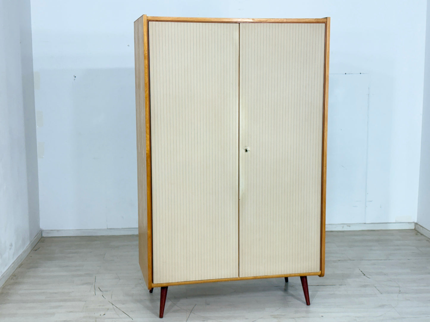 Mid Century Kleiderschrank Holz Schrank Wäscheschrank Vintage