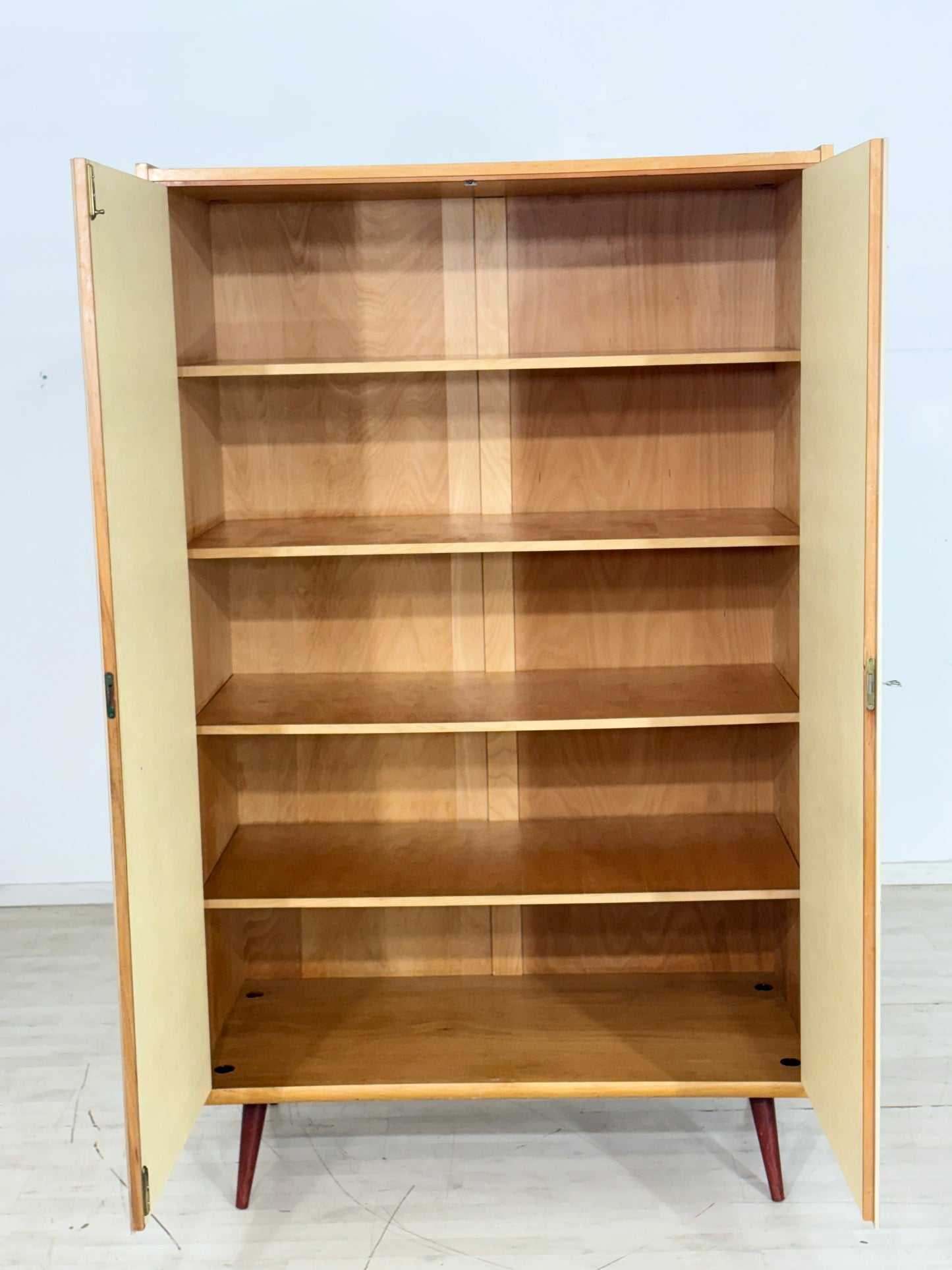 Mid Century Kleiderschrank Holz Schrank Wäscheschrank Vintage