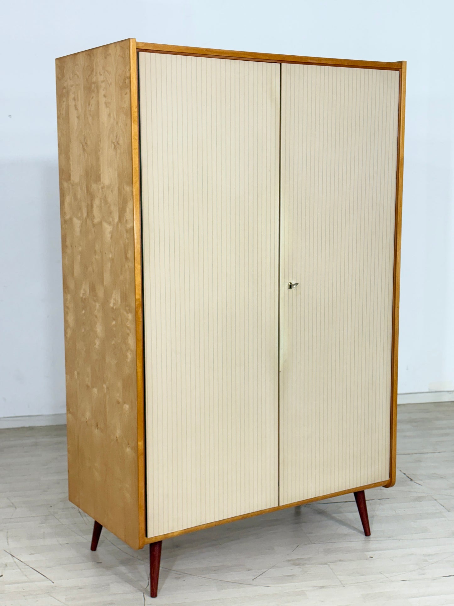 Mid Century Kleiderschrank Holz Schrank Wäscheschrank Vintage