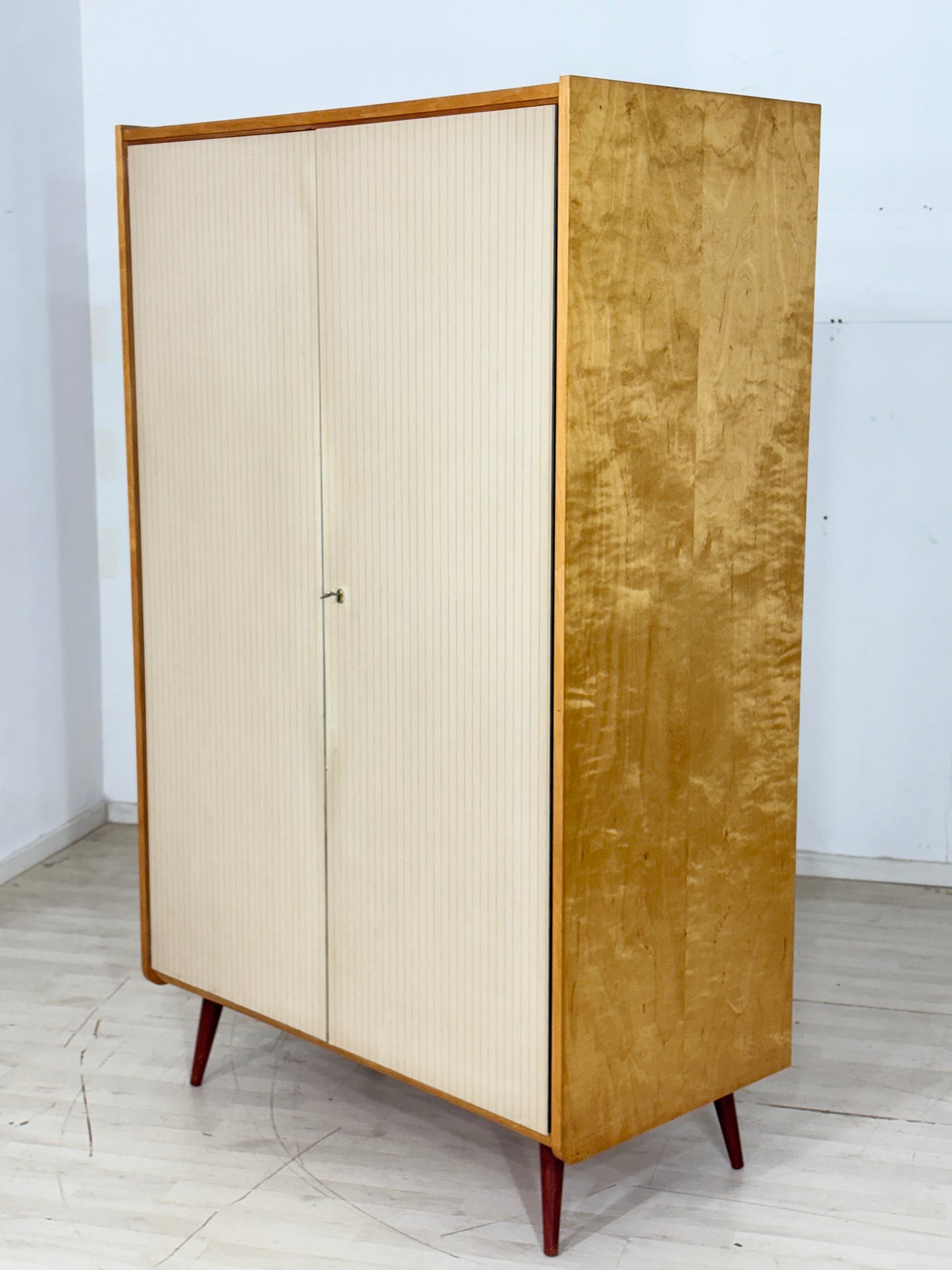 Mid Century Kleiderschrank Holz Schrank Wäscheschrank Vintage