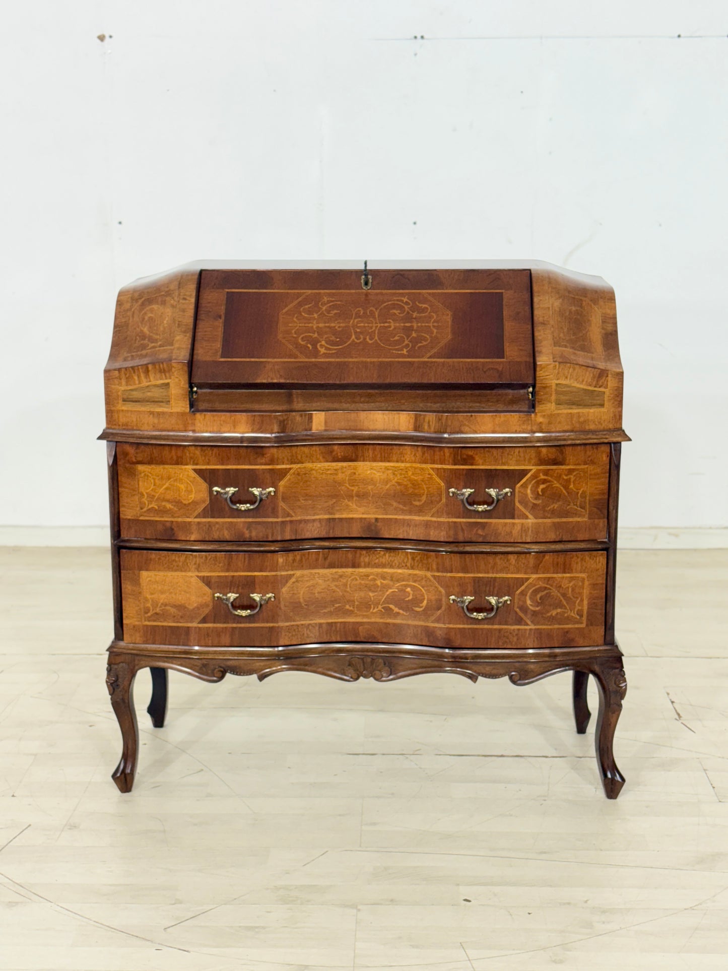 Barock Stil-Schreibtisch / Sekretär mit Intarsien um 1800 / Sekretärtisch / Schreibtisch