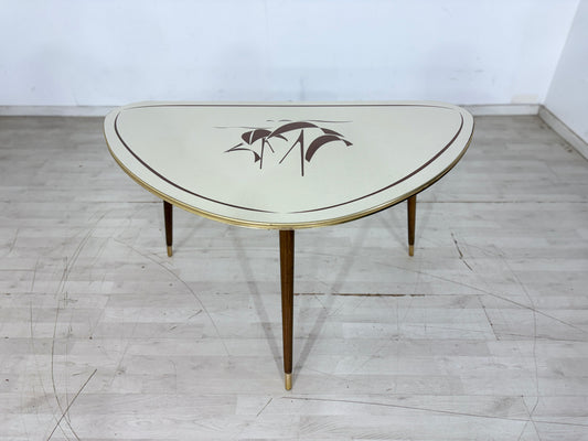 Retro Nierentisch / Couchtisch mit Grafik-Dekor / Vintage Nierentisch / Mid Century Couchtisch