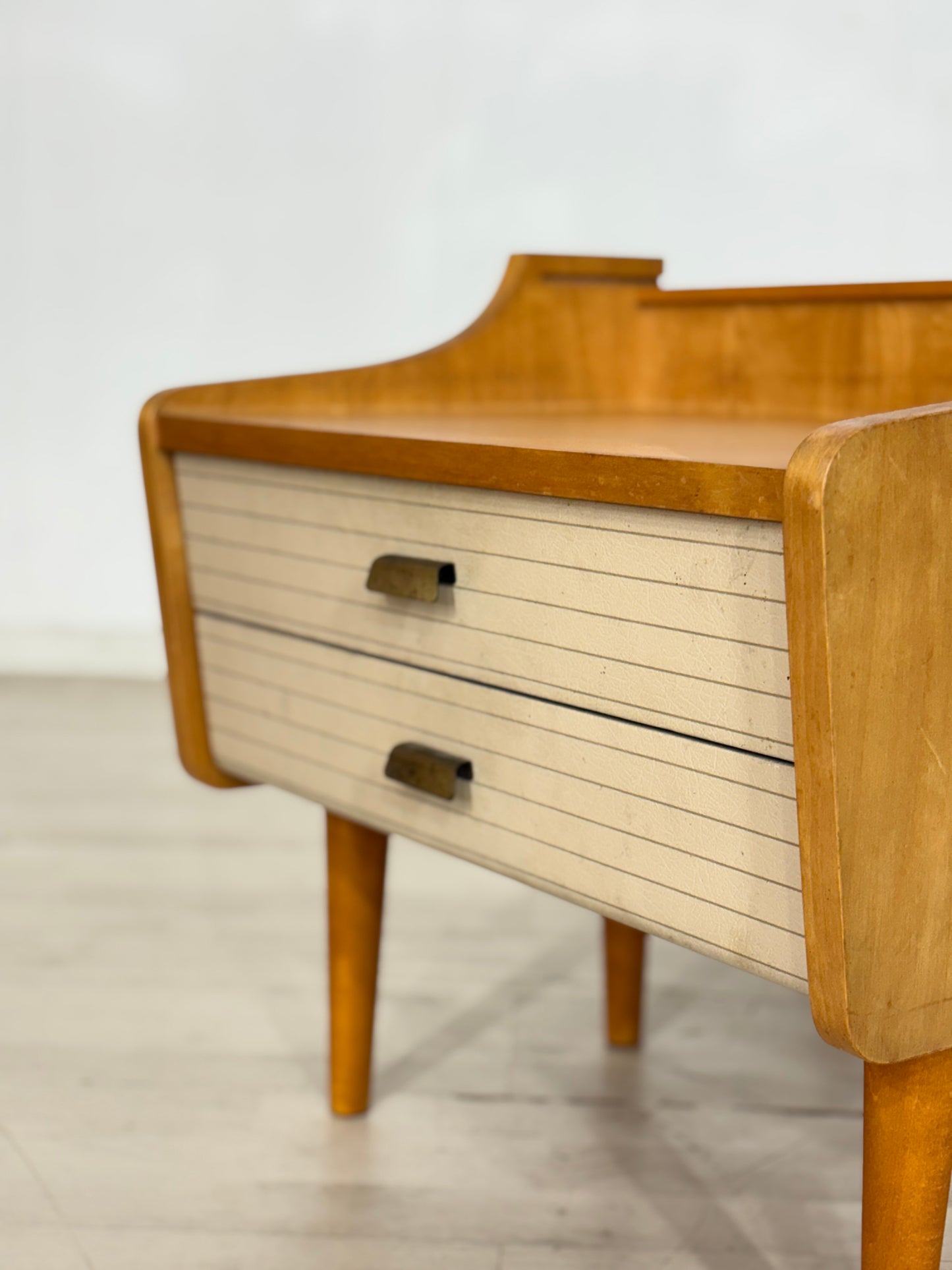 2x Mid Century Nachttische Nachtschränke Beistelltisch Kommode Vintage